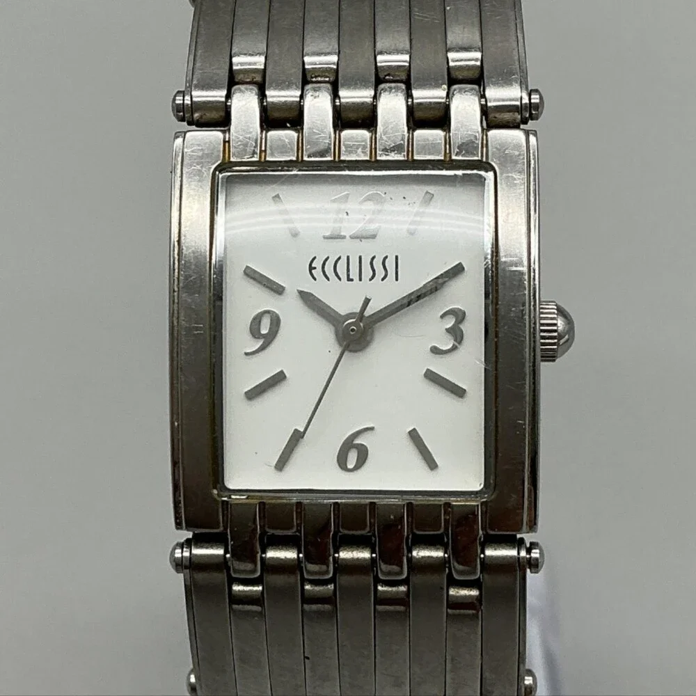 Ecclissi Womens Watch 21mm 75540 Stainless Steel Stretch Band New Battery